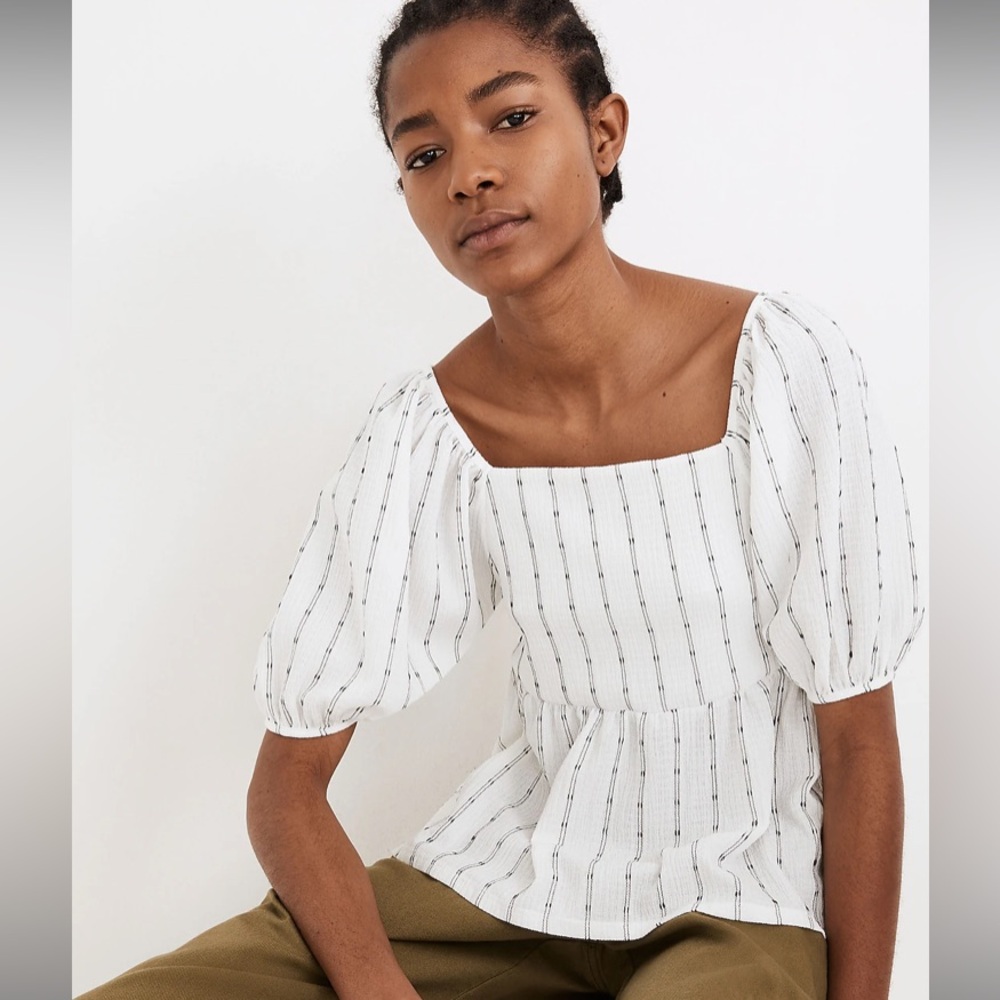 Madewell Puff-Sleeve Empire Top XS EUC